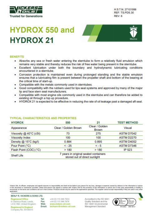 Vickers Hydrox 550 20L