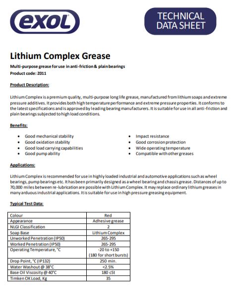 Exol Lithium Complex Grease