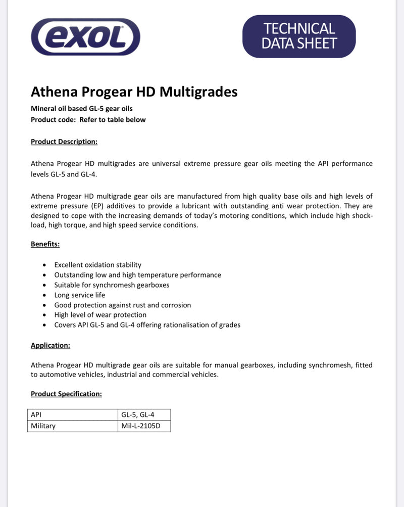 Exol Athena ProGear HD 80w90