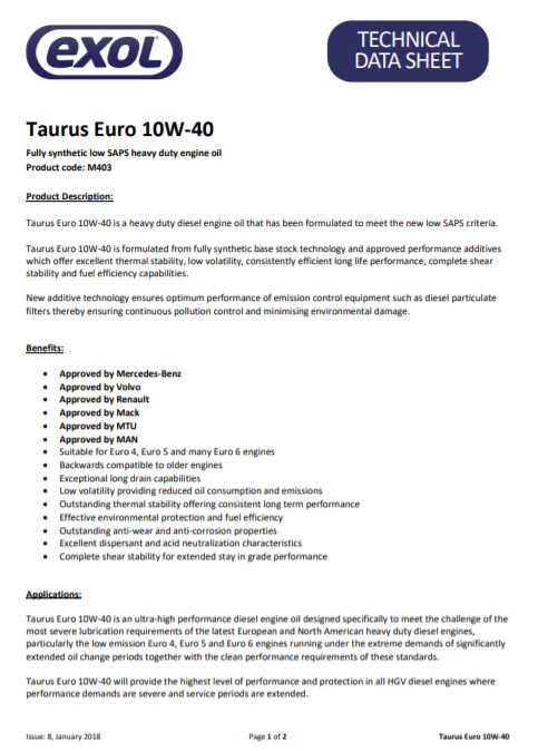 Exol Taurus Euro 10w-40