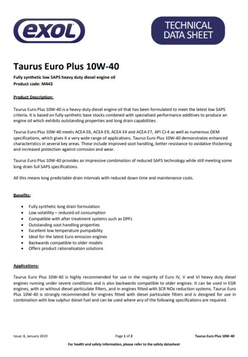 Exol Taurus Euro Plus 10w-40