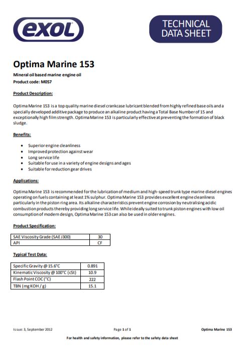 Exol Otima Marine 153- 30 Grade Oil