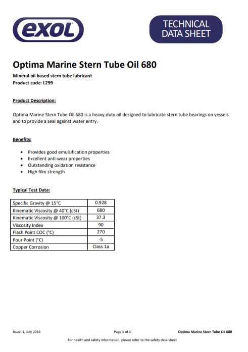 Exol Otima Marine Sterntube Oil 680